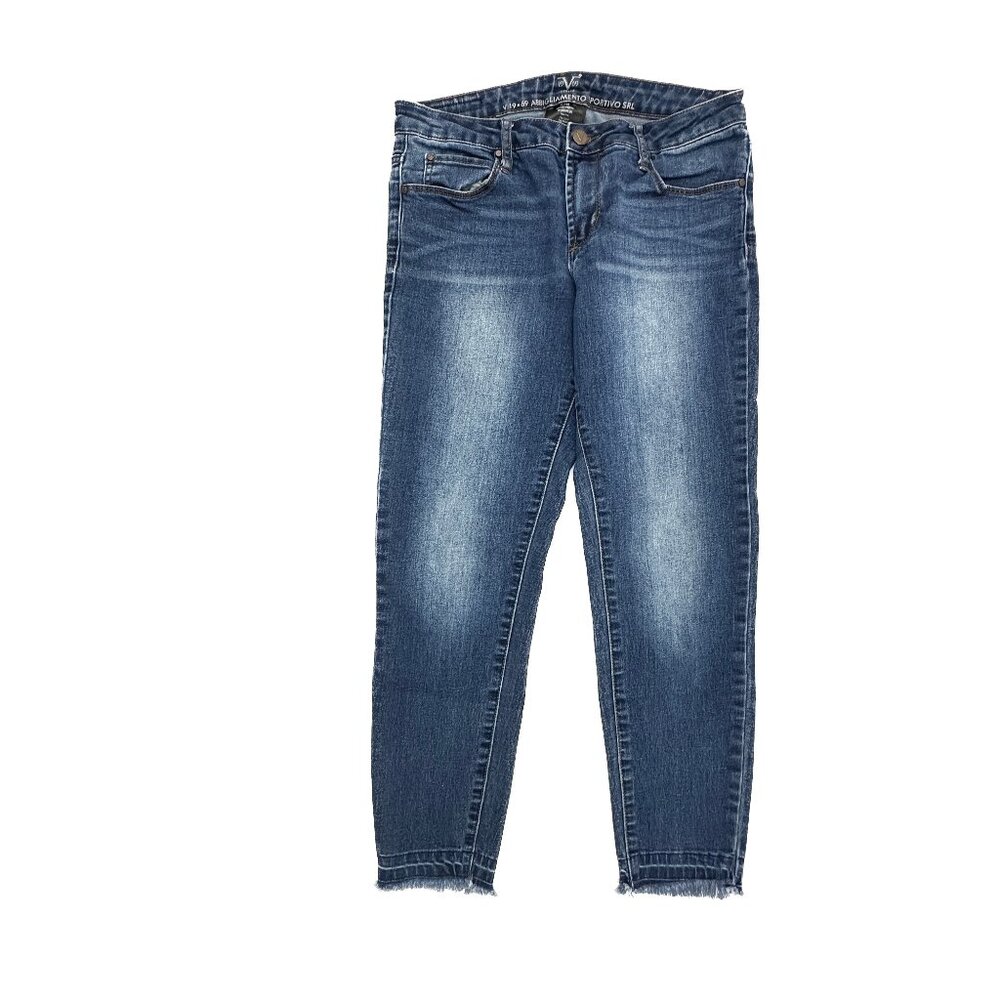 19V69 Skinny‎ Ankle Raw Hem Women's size 4 Dark Wash Blue Denim Jeans